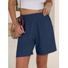 image:imageANRABESS Linen Shorts for Women Casual Summer High Waisted Wide Leg Lounge Beach Vacation Shorts with PocketsNavy Blue