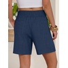 image:imageANRABESS Linen Shorts for Women Casual Summer High Waisted Wide Leg Lounge Beach Vacation Shorts with PocketsNavy Blue