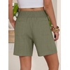 image:imageANRABESS Linen Shorts for Women Casual Summer High Waisted Wide Leg Lounge Beach Vacation Shorts with PocketsOlive Green