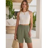 image:imageANRABESS Linen Shorts for Women Casual Summer High Waisted Wide Leg Lounge Beach Vacation Shorts with PocketsOlive Green