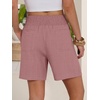 image:imageANRABESS Linen Shorts for Women Casual Summer High Waisted Wide Leg Lounge Beach Vacation Shorts with PocketsPink
