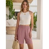 image:imageANRABESS Linen Shorts for Women Casual Summer High Waisted Wide Leg Lounge Beach Vacation Shorts with PocketsPink