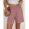 image:imageANRABESS Linen Shorts for Women Casual Summer High Waisted Wide Leg Lounge Beach Vacation Shorts with PocketsPink