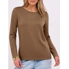 image:imageANRABESS Long Sleeve Shirts for WomenSoft Stretchy WrinkleFree TopsCasual Crew Neck T Shirt for Work Daily FallBrown