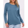 image:imageANRABESS Long Sleeve Shirts for WomenSoft Stretchy WrinkleFree TopsCasual Crew Neck T Shirt for Work Daily FallGrey Blue
