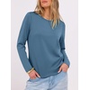 image:imageANRABESS Long Sleeve Shirts for WomenSoft Stretchy WrinkleFree TopsCasual Crew Neck T Shirt for Work Daily FallGrey Blue