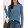 image:imageANRABESS Long Sleeve Shirts for WomenSoft Stretchy WrinkleFree TopsCasual Crew Neck T Shirt for Work Daily FallGrey Blue