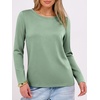 image:imageANRABESS Long Sleeve Shirts for WomenSoft Stretchy WrinkleFree TopsCasual Crew Neck T Shirt for Work Daily FallLight Green