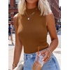 image:imageANRABESS Mock Neck Tank Tops Sweaters Wool Blend Sleeveless Soft Fitted Business Casual Sweater Shirts Summer Fall ClothesDark Caramel