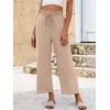 image:imageANRABESS Palazzo Pants for Women Summer Casual Flowy High Waist Wide Leg Capri Pants 2026 Loose Lounge Cropped Beach TrousersKhaki