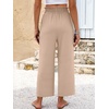 image:imageANRABESS Palazzo Pants for Women Summer Casual Flowy High Waist Wide Leg Capri Pants 2026 Loose Lounge Cropped Beach TrousersKhaki