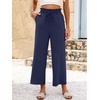 image:imageANRABESS Palazzo Pants for Women Summer Casual Flowy High Waist Wide Leg Capri Pants 2026 Loose Lounge Cropped Beach TrousersNavy Blue