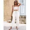 image:imageANRABESS Palazzo Pants for Women Summer Casual Flowy High Waist Wide Leg Capri Pants 2026 Loose Lounge Cropped Beach TrousersWhite