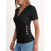 image:imageANRABESS Shirts for Women V Neck Short Sleeve Sexy Top Ribbed Slim Fit Dressy Casual 2026 Comfy Daily Wear amp Going OutBlack