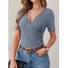 image:imageANRABESS Shirts for Women V Neck Short Sleeve Sexy Top Ribbed Slim Fit Dressy Casual 2026 Comfy Daily Wear amp Going OutBlue