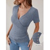 image:imageANRABESS Shirts for Women V Neck Short Sleeve Sexy Top Ribbed Slim Fit Dressy Casual 2026 Comfy Daily Wear amp Going OutBlue