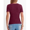 image:imageANRABESS Shirts for Women V Neck Short Sleeve Sexy Top Ribbed Slim Fit Dressy Casual 2026 Comfy Daily Wear amp Going OutBurgundy