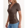 image:imageANRABESS Shirts for Women V Neck Short Sleeve Sexy Top Ribbed Slim Fit Dressy Casual 2026 Comfy Daily Wear amp Going OutChocolate Brown