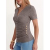 image:imageANRABESS Shirts for Women V Neck Short Sleeve Sexy Top Ribbed Slim Fit Dressy Casual 2026 Comfy Daily Wear amp Going OutCool Ash Brown