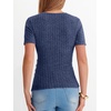 image:imageANRABESS Shirts for Women V Neck Short Sleeve Sexy Top Ribbed Slim Fit Dressy Casual 2026 Comfy Daily Wear amp Going OutDark Blue