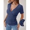 image:imageANRABESS Shirts for Women V Neck Short Sleeve Sexy Top Ribbed Slim Fit Dressy Casual 2026 Comfy Daily Wear amp Going OutDark Blue