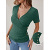 image:imageANRABESS Shirts for Women V Neck Short Sleeve Sexy Top Ribbed Slim Fit Dressy Casual 2026 Comfy Daily Wear amp Going OutGreen