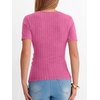 image:imageANRABESS Shirts for Women V Neck Short Sleeve Sexy Top Ribbed Slim Fit Dressy Casual 2026 Comfy Daily Wear amp Going OutHot Pink