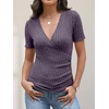 image:imageANRABESS Shirts for Women V Neck Short Sleeve Sexy Top Ribbed Slim Fit Dressy Casual 2026 Comfy Daily Wear amp Going OutPurple