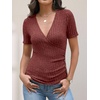 image:imageANRABESS Shirts for Women V Neck Short Sleeve Sexy Top Ribbed Slim Fit Dressy Casual 2026 Comfy Daily Wear amp Going OutRust Orange