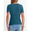 image:imageANRABESS Shirts for Women V Neck Short Sleeve Sexy Top Ribbed Slim Fit Dressy Casual 2026 Comfy Daily Wear amp Going OutTeal