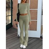 image:imageANRABESS Women 2 Piece Lounge SetCrop Top amp Fold Over Flare Pants Soft Stretch Fabric Matching Outfit for Yoga Casual WearArmy Green