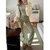 image:imageANRABESS Women 2 Piece Lounge SetCrop Top amp Fold Over Flare Pants Soft Stretch Fabric Matching Outfit for Yoga Casual WearArmy Green