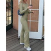 image:imageANRABESS Women 2 Piece Lounge SetCrop Top amp Fold Over Flare Pants Soft Stretch Fabric Matching Outfit for Yoga Casual WearArmy Green