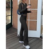image:imageANRABESS Women 2 Piece Lounge SetCrop Top amp Fold Over Flare Pants Soft Stretch Fabric Matching Outfit for Yoga Casual WearBlack
