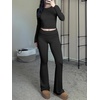 image:imageANRABESS Women 2 Piece Lounge SetCrop Top amp Fold Over Flare Pants Soft Stretch Fabric Matching Outfit for Yoga Casual WearBlack