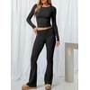 image:imageANRABESS Women 2 Piece Lounge SetCrop Top amp Fold Over Flare Pants Soft Stretch Fabric Matching Outfit for Yoga Casual WearBlack