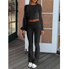 image:imageANRABESS Women 2 Piece Lounge SetCrop Top amp Fold Over Flare Pants Soft Stretch Fabric Matching Outfit for Yoga Casual WearBlack