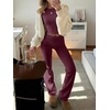 image:imageANRABESS Women 2 Piece Lounge SetCrop Top amp Fold Over Flare Pants Soft Stretch Fabric Matching Outfit for Yoga Casual WearBurgundy