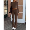 image:imageANRABESS Women 2 Piece Lounge SetCrop Top amp Fold Over Flare Pants Soft Stretch Fabric Matching Outfit for Yoga Casual WearCoffee
