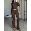 image:imageANRABESS Women 2 Piece Lounge SetCrop Top amp Fold Over Flare Pants Soft Stretch Fabric Matching Outfit for Yoga Casual WearCoffee