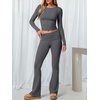 image:imageANRABESS Women 2 Piece Lounge SetCrop Top amp Fold Over Flare Pants Soft Stretch Fabric Matching Outfit for Yoga Casual WearDeep Grey