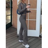 image:imageANRABESS Women 2 Piece Lounge SetCrop Top amp Fold Over Flare Pants Soft Stretch Fabric Matching Outfit for Yoga Casual WearDeep Grey