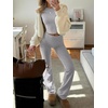image:imageANRABESS Women 2 Piece Lounge SetCrop Top amp Fold Over Flare Pants Soft Stretch Fabric Matching Outfit for Yoga Casual WearGrey