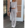 image:imageANRABESS Women 2 Piece Lounge SetCrop Top amp Fold Over Flare Pants Soft Stretch Fabric Matching Outfit for Yoga Casual WearGrey