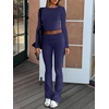 image:imageANRABESS Women 2 Piece Lounge SetCrop Top amp Fold Over Flare Pants Soft Stretch Fabric Matching Outfit for Yoga Casual WearNavy Blue