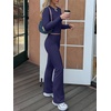 image:imageANRABESS Women 2 Piece Lounge SetCrop Top amp Fold Over Flare Pants Soft Stretch Fabric Matching Outfit for Yoga Casual WearNavy Blue