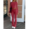 image:imageANRABESS Women 2 Piece Lounge SetCrop Top amp Fold Over Flare Pants Soft Stretch Fabric Matching Outfit for Yoga Casual WearPlain Red
