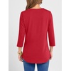 image:imageANRABESS Women 34 Length Sleeve Henley Tops V Neck Business Casual Work T Shirts Cute Travel Shirt 2026 Spring Trendy OutfitRed