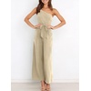 image:imageANRABESS Women Summer Dressy Jumpsuits One Shoulder Sleeveless Casual Wide Leg Pants Romper Jumper 2026 Trendy Fall OutfitsBeige