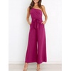 image:imageANRABESS Women Summer Dressy Jumpsuits One Shoulder Sleeveless Casual Wide Leg Pants Romper Jumper 2026 Trendy Fall OutfitsDeep Rose